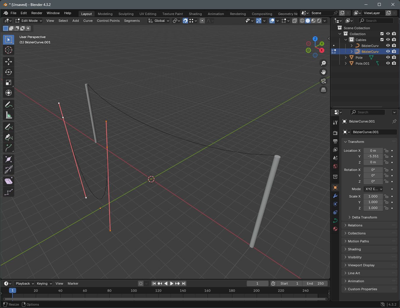 Two curves laid out